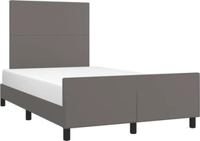 vidaXL Πλαίσιο Κρεβατιού χωρίς στρώμα Γκρι 120x190 εκ.Συνθ. Δέρμα