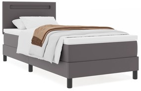 vidaXL Κρεβάτι Box Spring με Στρώμα Γκρι, 100 x 200 εκ, Συνθετική Δέρμα