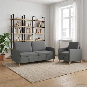 vidaXL Σαλονάκι Σετ Με Αποθηκευτικό Χώρο 2 pcs Σκούρο Γκρι Πολυεστέρας