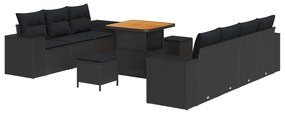 Σετ Καναπέ Κήπου με μαξιλάρι 10 pcs Μαύρο Πολυ Ρατάν