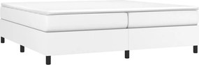 vidaXL Κρεβάτι Boxspring με Στρώμα Λευκό 200x200 εκ. Συνθετικό Δέρμα