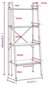 ΡΑΦΙΕΡΑ 4 ΕΠΙΠΕΔΩΝ ΣΚΟΥΡΟ ΚΑΦΕ &amp; ΜΑΥΡΟ 56X35X140 ΕΚ. 336365