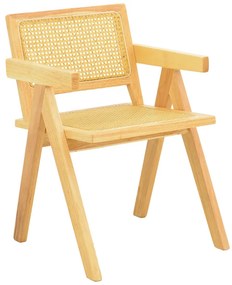 Πολυθρόνα Winslow pakoworld rubberwood-rattan σε φυσική απόχρωση 51x54x80εκ