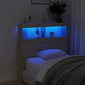 vidaXL Κεφαλάρι με Αποθηκευτικό Χώρο &amp; LED Sonoma Δρυς 100x17x102 εκ.