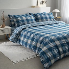 Σεντόνια Φανελένια Oslo-2 Με Λάστιχο (Σετ 3τμχ) Blue Vesta Home Single 100x240cm 100% Cotton Flannel