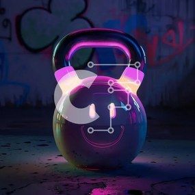 Intra Συλλεκτικό Ξύλινο Παζλ Plywood  4mm - Φωτεινά Kettlebell με Graffiti Art Σε Ξύλινο Κουτί - Διαστάσεις: 10x10 cm – 25 κομμάτια