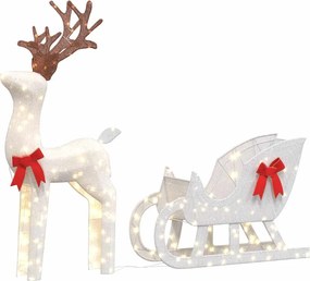 vidaXL Χριστουγεννιάτικη διακόσμηση τάρανδος και έλκηθρο 100 LED