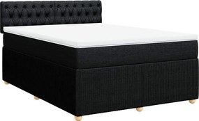 vidaXL Κρεβάτι Boxspring με Στρώμα Μαύρο 140x190 εκ. Υφασμάτινο