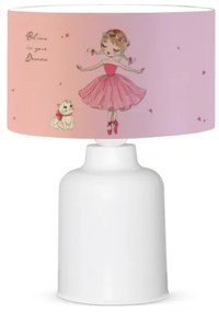 BALLERINA 204-0029 Παιδικό Eπιτραπέζιο Φωτιστικό Φιγούρα Μονόφωτο 1 x E27 IP20 Ροζ Ύφασμα-Μ24 x Π24 x Υ32cm Globostar 204-0029 Ροζ