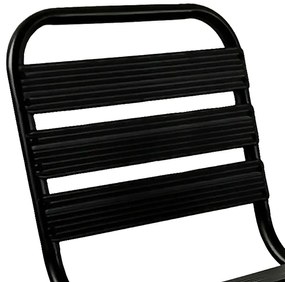Καρέκλα Sussie pakoworld στοιβαζόμενη μαύρο μέταλλο με φέτες αλουμινίου 45x62x76εκ