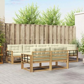 vidaXL Σειρά Καναπέ Εξωτερικού 6 pcs Λευκό και Κρεμ Πολυεστέρας