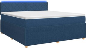 vidaXL Κρεβάτι box spring με στρώμα Μπλε 160 x 200 cm Ύφασμα