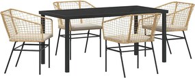 vidaXL Σέτ φαγητού για κήπο 5 pcs Καφέ συνθετικό ρατάν