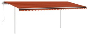 Τέντα Αυτόματη με LED &amp; Αισθητήρα Ανέμου Πορτοκαλί/Καφέ 6x3 μ. - Πολύχρωμο