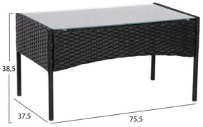 Σετ Κήπου Σαλόνι STASIA 4 τεμ Συνθετικό Rattan Μαύρο με Καπουτσίνο Μαξιλάρια