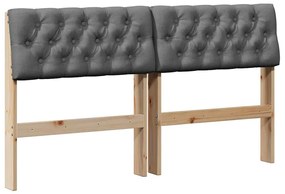 vidaXL Ταπετσαρισμένο κεφαλάρι Σκούρο Γκρι 160 cm Στερεά ξυλεία πεύκου