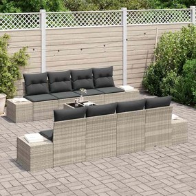 vidaXL Σετ Καναπέ Κήπου με μαξιλάρι 7 pcs Ανοιχτό γκρι 55 x 55 x 37 εκ