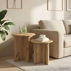 VidaXL Σετ βοηθητικά τραπεζάκια 2 τεμ. Artisan Δρυς Ø 45 x 45 εκ.