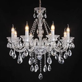 Artekko Chandelier Πολυέλαιος 8φωτος Διάφανο Κρύσταλλο (70x70x80)cm