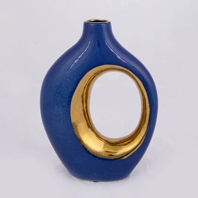Βάζο Κεραμικό 752-20180 18,5x6,5x25cm Blue-Gold Estheti Home Ceramic