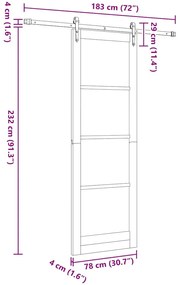 vidaXL Συρόμενη Πόρτα Άλλο ORKDAL Φυσικό και μαύρο 78 x 232 cm