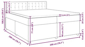 Κρεβάτι Boxspring με Στρώμα Μαύρο 200x200 εκ. Υφασμάτινο - Μαύρο