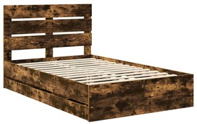 vidaXL Σκελετός Κρεβατιού Καπνιστό Δρύς 120 x 190 cm Μηχανήματος Ξύλο