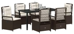 vidaXL Σέτ φαγητού για κήπο 7 pcs Καφέ συνθετικό ρατάν