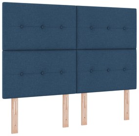 vidaXL Κρεβάτι με Βάση και Στρώμα & Πάγκος Μπλε 140x200 εκ. Ύφασμα