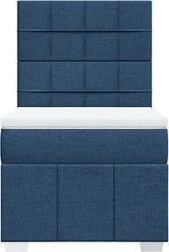 vidaXL Κρεβάτι Boxspring με Στρώμα Μπλε 90x200 εκ.Υφασμάτινο