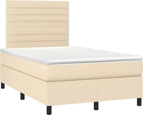 vidaXL Κρεβάτι Boxspring με Στρώμα &amp; LED Κρεμ 120x200 εκ. Υφασμάτινο