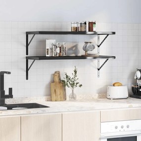 vidaXL Ράφια Τοίχου 2 τεμ. Μαύρο 100x40x3 εκ. Ανοξείδωτο Ατσάλι