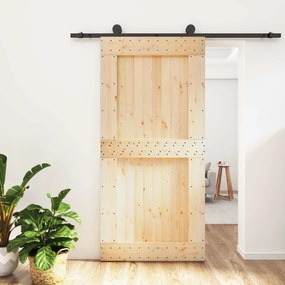 vidaXL Συρόμενη Πόρτα Φυσικό και Μαύρο 100 x 210 cm