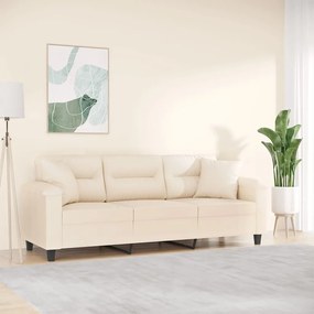 vidaXL Καναπές Τριθέσιος Beige 180 εκ. από Μικροΐνες με Μαξιλάρια