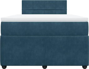 vidaXL Κρεβάτι Boxspring με Στρώμα Μπλε 120x190 εκ. Βελούδινο