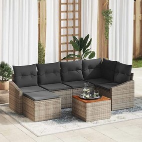 vidaXL Σετ Καναπέ Κήπου με μαξιλάρι 7 pcs Γκρι Πολυ ράταν