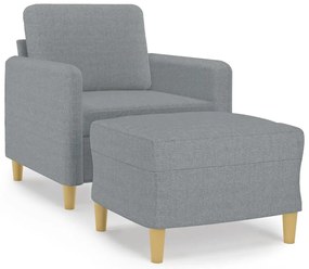 vidaXL Πολυθρόνα Ανοιχτό Γκρι 60 εκ. Υφασμάτινη με Υποπόδιο