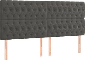 vidaXL Κρεβάτι Boxspring με Στρώμα Σκούρο Γκρι 200x200 εκ. Βελούδινο