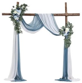 VEVOR Artificial Wedding Arch Flowers Kit Blue With 2 Pcs Flowers 2 Pcs Drapes