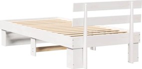 vidaXL Σκελετός Κρεβατιού Λευκό 75 x 190 cm Στερεά ξυλεία πεύκου