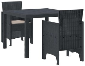 vidaXL Σέτ φαγητού για κήπο 3 pcs Ανθρακί Rattan Polt