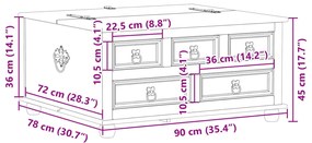 Κουτί Αποθήκευσης Corona 90 x 78 x 45 εκ. από Μασίφ Ξύλο Πεύκου - Καφέ