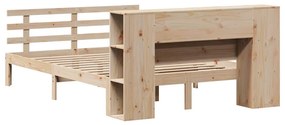 vidaXL Κρεβάτι Βιβλιοθήκη Χωρίς Στρώμα 120x190 εκ Μασίφ Ξύλο Πεύκου