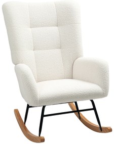 Κουνιστή πολυθρόνα, άνετο κάλυμμα, παχιά επένδυση, κρεμ λευκό