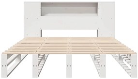 vidaXL Κρεβάτι Βιβλιοθήκη Χωρίς Στρώμα Λευκό 140x200 εκ Μασίφ Πεύκο