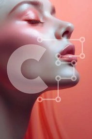 Intra Συλλεκτικό Ξύλινο Παζλ Plywood 4mm - Κομψό προφίλ γυναίκας με φόντο κοραλλιών Σε Ξύλινο Κουτί - Διαστάσεις Puzzle: 10x10 cm – 25 κομμάτια