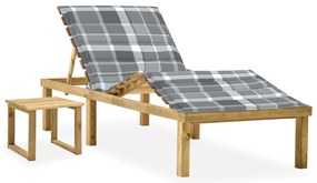 vidaXL Ξαπλώστρα Κήπου από Εμποτ. Ξύλο Πεύκου με Τραπεζάκι & Μαξιλάρι