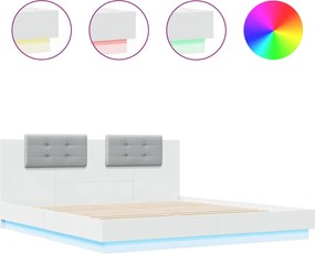 vidaXL Πλαίσιο Κρεβατιού με Κεφαλάρι και LED Λευκό 160 x 200 εκ.