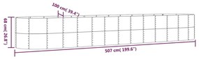 Ζαρντινιέρα Πράσινη 507x100x68εκ Ατσάλι με Ηλεκτρ. Βαφή Πούδρας - Πράσινο