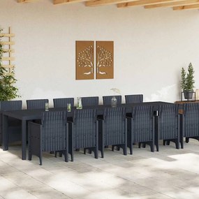 vidaXL Σέτ φαγητού για κήπο 13 pcs Ανθρακί Rattan Polt